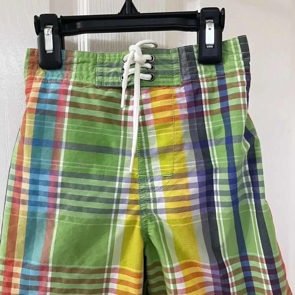 Polo by Ralph Lauren Green Plaid Swim Board Shorts Boys Size 4/4T